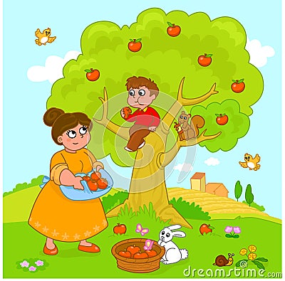 Aplle on Cartoon Apple Tree Royalty Free Stock Photo   Image  19791435