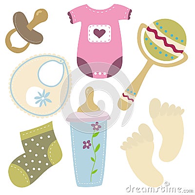 Baby  on Stock Photography  Cartoon Baby Stuff Icons  Image  18919722