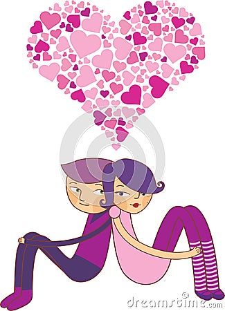 cartoon girl and boy hugging. CARTOON BOY AND GIRL IN LOVE