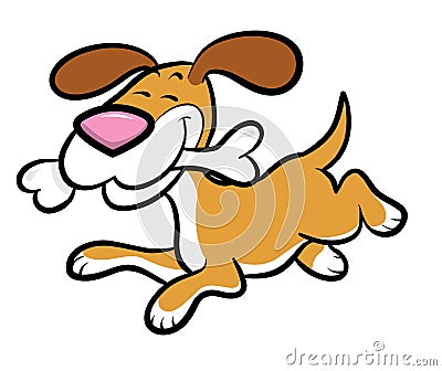 CARTOON DOG RUNNING WITH BONE (click image to zoom)
