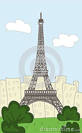 Eiffel Tower Cartoon Picture on Vector Illustration  Cartoon Eiffel Tower  Image  25873970