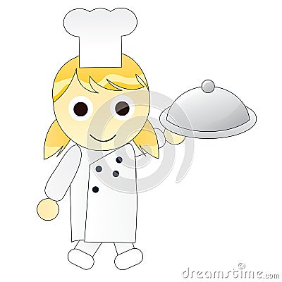 Royalty Free Stock Photography: Cartoon Girl Chef Carry Food