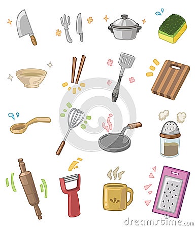Kitchen Signs on Cartoon Kitchen Utensils Stock Image   Image  17635581