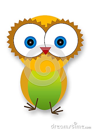 Cute Cartoon owl with blue eyes. Keywords: