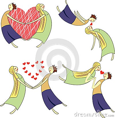 image of lovers animated. Stock Images: Cartoon set of two lovers