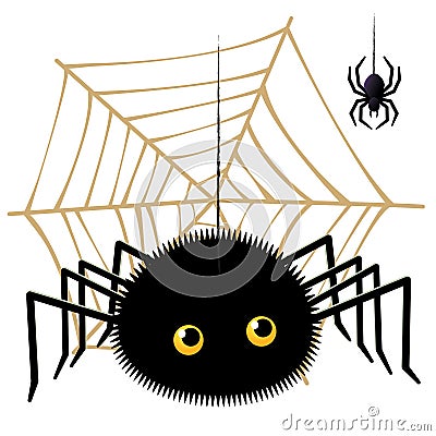 Cartoon Spider Looking Up A Tarantula On  Cobweb Royalty Free Stock Photo - Image: 26840995