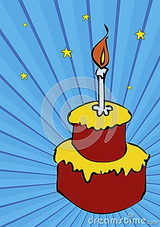 Cartoon Birthday Cake on Cartoon Style Birthday Cake Stock Photo   Image  6187360