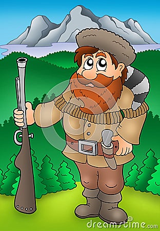 cartoon images of mountains. CARTOON TRAPPER WITH MOUNTAINS
