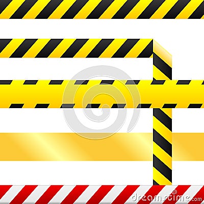 CAUTION TAPE AND WARNING SIGNS IN SEAMLESS VECTOR (click image to zoom)