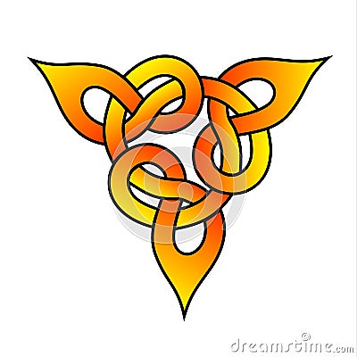 Celtic symbol triquetra in orange color. Keywords: