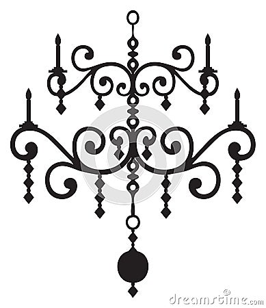Black And White Vector Graphics. CHANDELIER VECTOR IMAGE BLACK