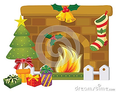 Stock Photos: Christmas fireplace
