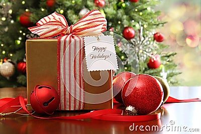 Royalty Free Stock Photos: Christmas gift sitting on a table. Image: 21791418