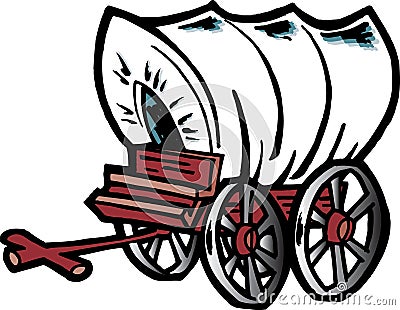 Cartoon Cowboy Wagon
