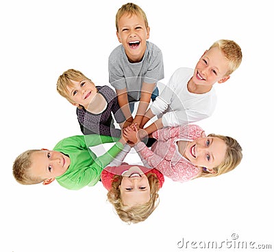 Children Holding Hands Vector. CIRCLE OF CHILDREN HOLDING