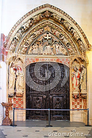 Cloister door of Burgos cathedral in Spain