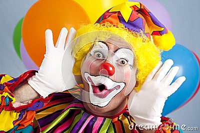 Funny Sign  Faces on Royalty Free Stock Images  Clown Makes Funny Face  Image  15244719