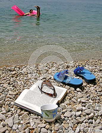 Coffee, Book,  Beach Stock Photography - Image: 11132532