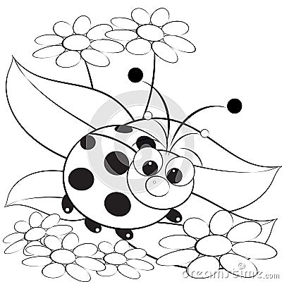 Ladybug Coloring on Coloring Page Ladybug And Daisy Milacroft Dreamstime Com
