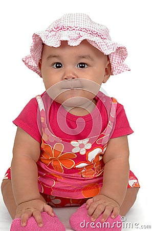 Girl Dress on Cute Baby Girl In A Pink Dress Royalty Free Stock Photos   Image