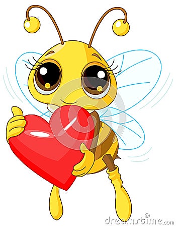 Lovely Heart Pictures on Cute Bee Holding Love Heart Stock Photo   Image  17683570
