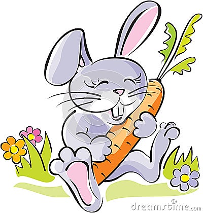 CUTE BUNNY HOLDING CARROT. VECTOR (click image to zoom)