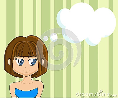 CUTE CARTOON GIRL THINKING (click image to zoom)
