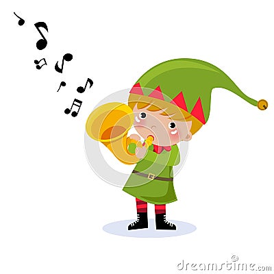 Christmas Music on Cute Elf Stock Photos   Image  17385723