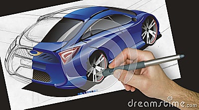Designer Drawing A Car