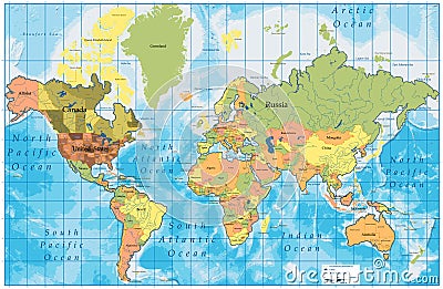 World   Country Names on Stock Photography  Detailed World Map With All Names Of Countries