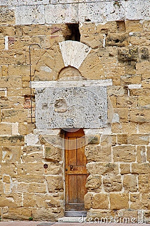Medieval Architecture on Details With Door Of Medieval Architecture   San Gimignano  Italy