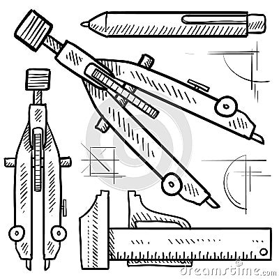 Architectural Drafting  Design on Drafting And Architectural Tools Sketch   Doodle Style Drafting