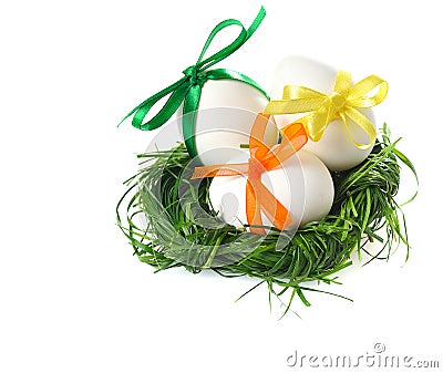 easter eggs in a basket pictures. EASTER EGGS IN GRASS BASKET