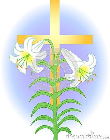 free clip art easter lily. EASTER LILY AND CROSS/EPS