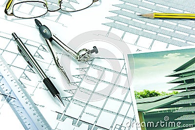 Architectural Drafting  Design on Engineering Design And Drawing Stock Photo   Image  2454060