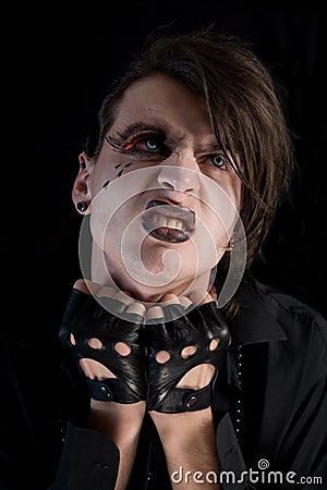 Free  on Free Stock Photography  Expressive Gothic Boy With Artistic Make Up
