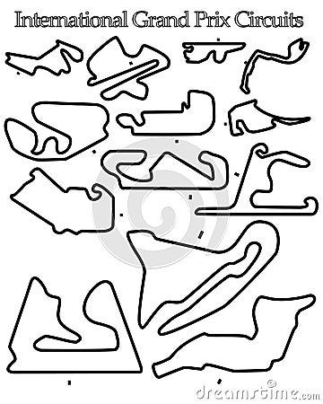 Formula  Auto Racing News on Vector Illustration  F1 Formula 1 Racing Circuits  Image  6159739