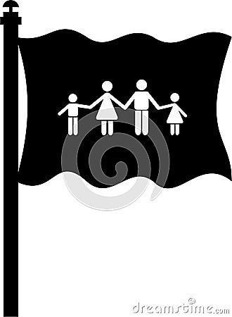 flag pole clipart. Isolated black and white flag