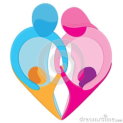 Love Heart Icon. FAMILY LOVE HEART SYMBOL