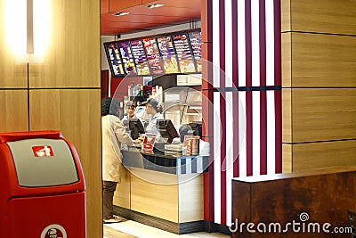 Fast Food Options on Fast Food Restaurant Interior  Click Image To Zoom