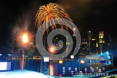Editorial Image: Fireworks display during NDP 2011
