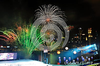 Editorial Photo: Fireworks display during NDP 2011