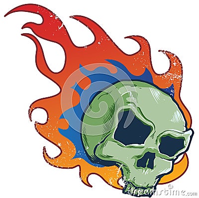 FLAMING SKULL TATTOO STYLE VECTOR ILLUSTRATION (click image to zoom)