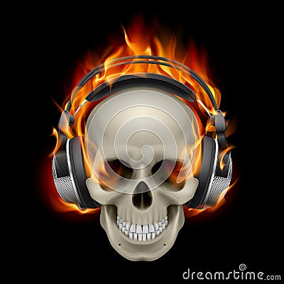 Headphones Vector Free on Flaming Skull Royalty Free Stock Photo   Image  24490735