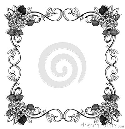 Royalty Free Stock Photo: Floral Border design element black and white