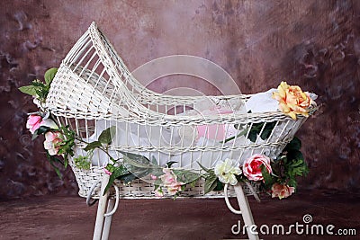 Babies Bassinet on Home   Stock Photos  Flowered Baby Bassinet