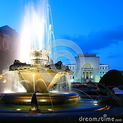 Fountain In Opera Square, Timisoara, Romania Stock Photography