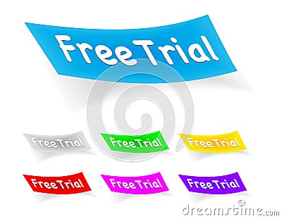 stock photos free trial. Stock illustration description: Free trial, stickers;easy editable