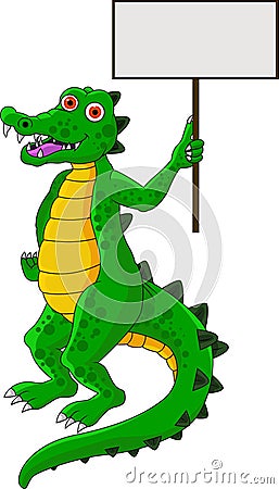 Funny Crocodile With Blank Sign Stock Photos - Image: 27220653