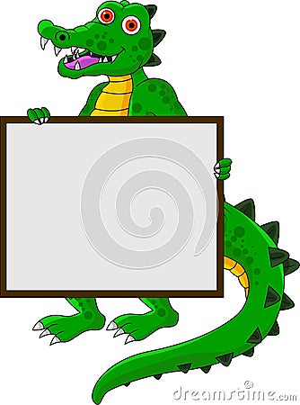 Funny Crocodile With Blank Sign Royalty Free Stock Photo - Image ...